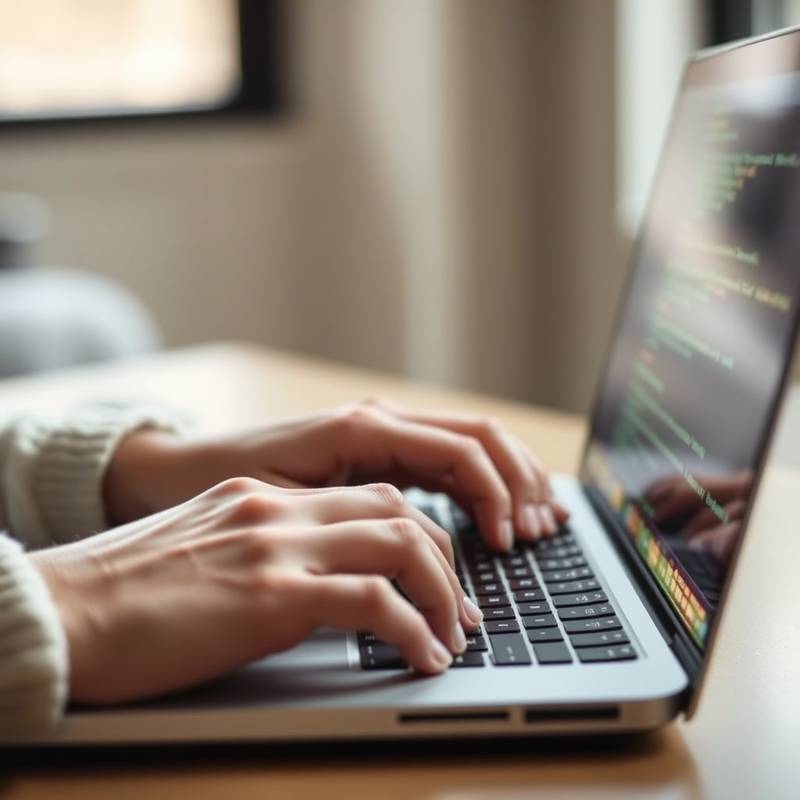 Hands typing on a laptop, representing a coding course.